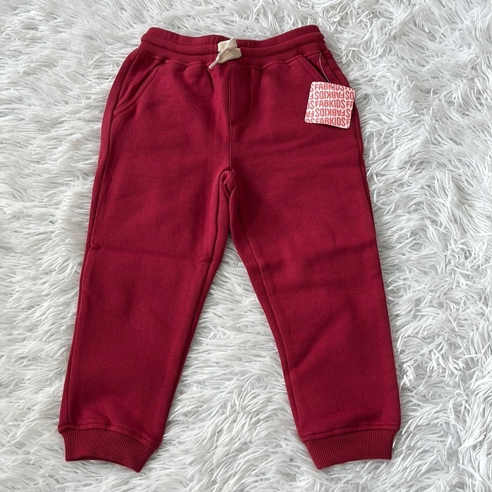 Fabkids Unisex Non stretch fleece Joggers pantone cordovan size 4T/5T(XS)